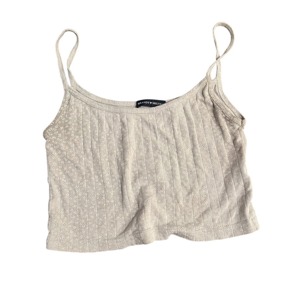 Brandy Melville Gray Floral Pajama Tank Cropped Top Spagetti Strap OS